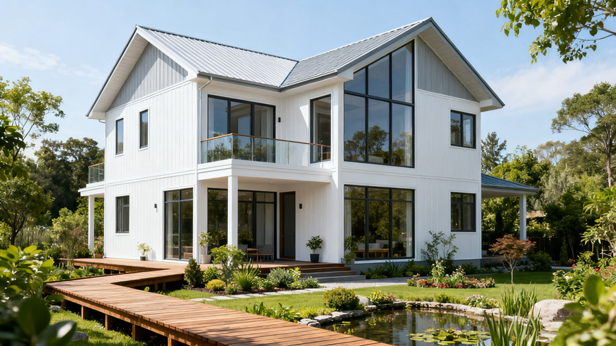 兩層180平方米現代簡約風的輕鋼別墅(圖1) 兩層180平方米現代簡約風的輕鋼別墅(圖1)